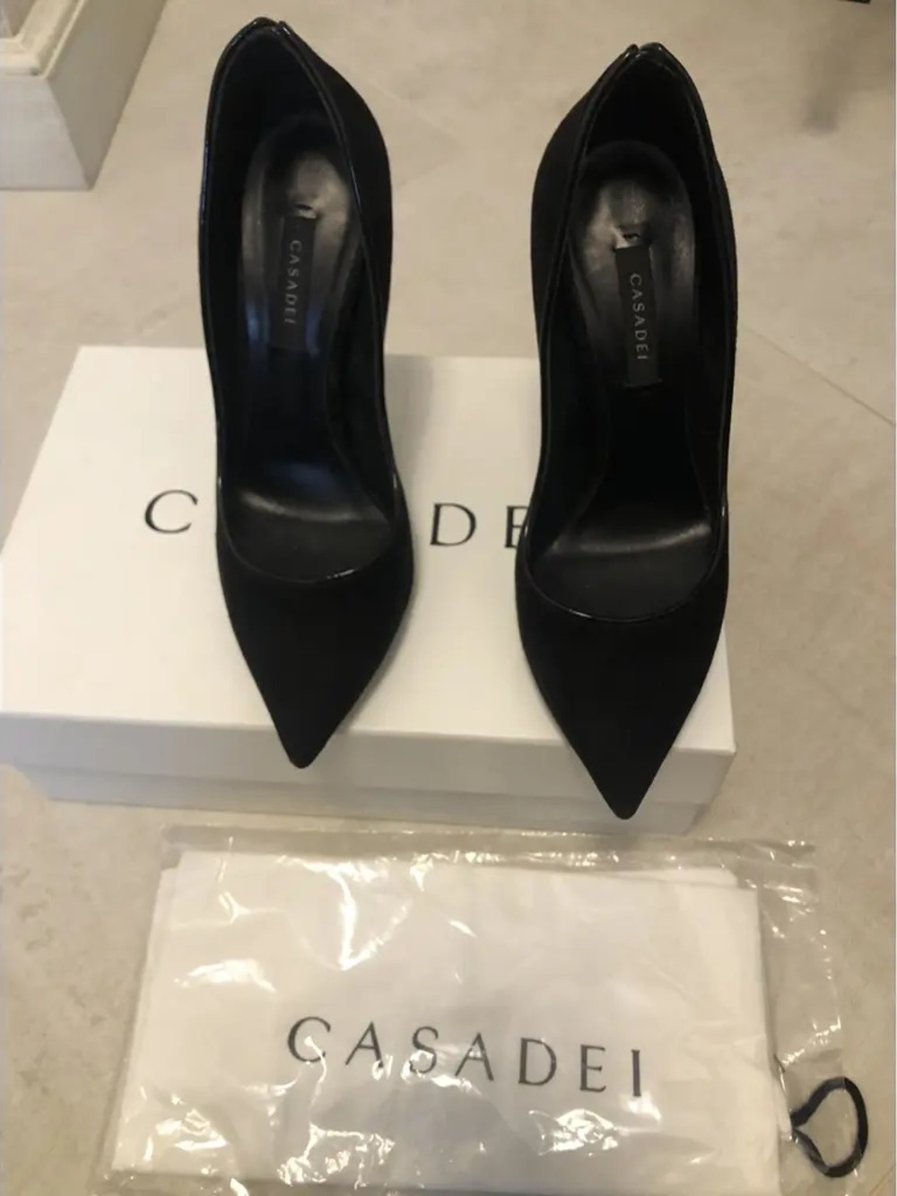 AUTHENTIC Casadei Black Velvet Blade Pointed Toe Pumps Size 36 - Picture 5 of 5